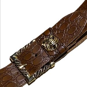 Vintage Gail Labelle Leather Belt Embossed Brown M